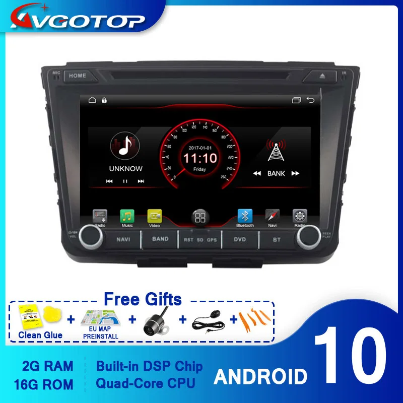 AVGOTOP Android 10 WINCE Bluetooth GPS автомобильный радиоприемник DVD-плеер для HYUNDAI Ix25 2 ГБ 16 MP3 MP4