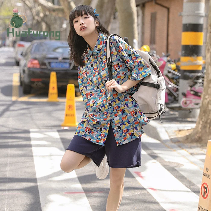 Japanese Retro Ins Style Original Design Printed T-shirt Short-sleeved Shirt Female Summer 2021 Korean Loose Shirt With Buttons
Japanese Retro Ins Style Original Design Printed T-shirt Short-sleeved Shirt Female Summer 2021 Korean Loose Shirt With Buttons