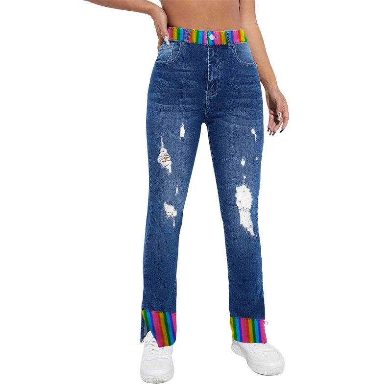 2021 Fall New Fashion Ripped Sexy Slim Split Jeans Lady High Waist Stitching Denim Trousers Skinny Pencil Pants Women's Clothing
2021 Fall New Fashion Ripped Sexy Slim Split Jeans Lady High Waist Stitching Denim Trousers Skinny Pencil Pants Women's Clothing