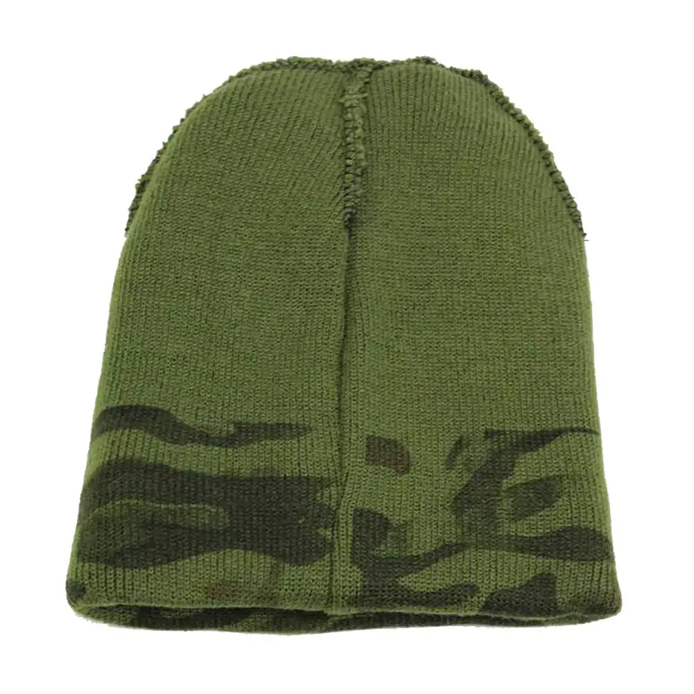 1 шт. осенне-зимняя мужская вязаная камуфляжная шапка уличная теплая зеленая