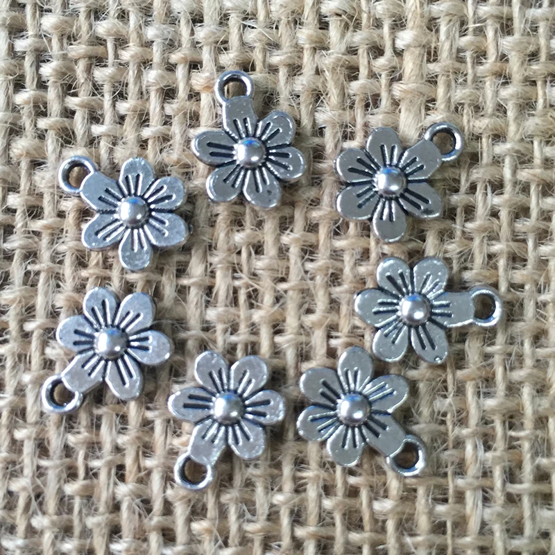 

80 шт./лот 12x9 мм милые цветы Подвески для изготовления ювелирных изделий античный посеребренный кулон для DIY ожерелья браслеты A021