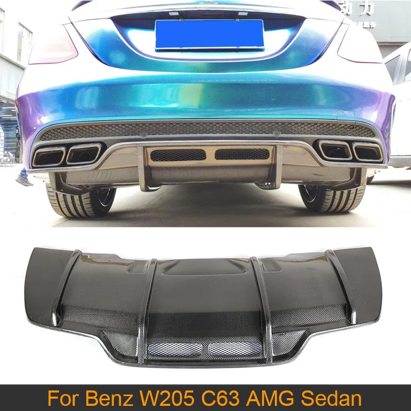 

Автомобильный задний бампер из углеродного волокна, диффузор, спойлер для Benz C класса W205 C63 AMG 4 двери 2015-2018, автомобильный диффузор для бампер...
