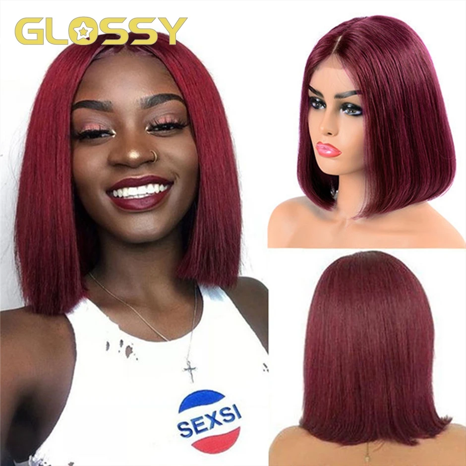 GLOSSY 99j Red Straight Lace Wigs Short Bob Lace Front Human Hair Wigs 13x4 Lace Frontal Wigs Malasian Remy Hair Wig 8-16 Inches 
GLOSSY 99j Red Straight Lace Wigs Short Bob Lace Front Human Hair Wigs 13x4 Lace Frontal Wigs Malasian Remy Hair Wig 8-16 Inches