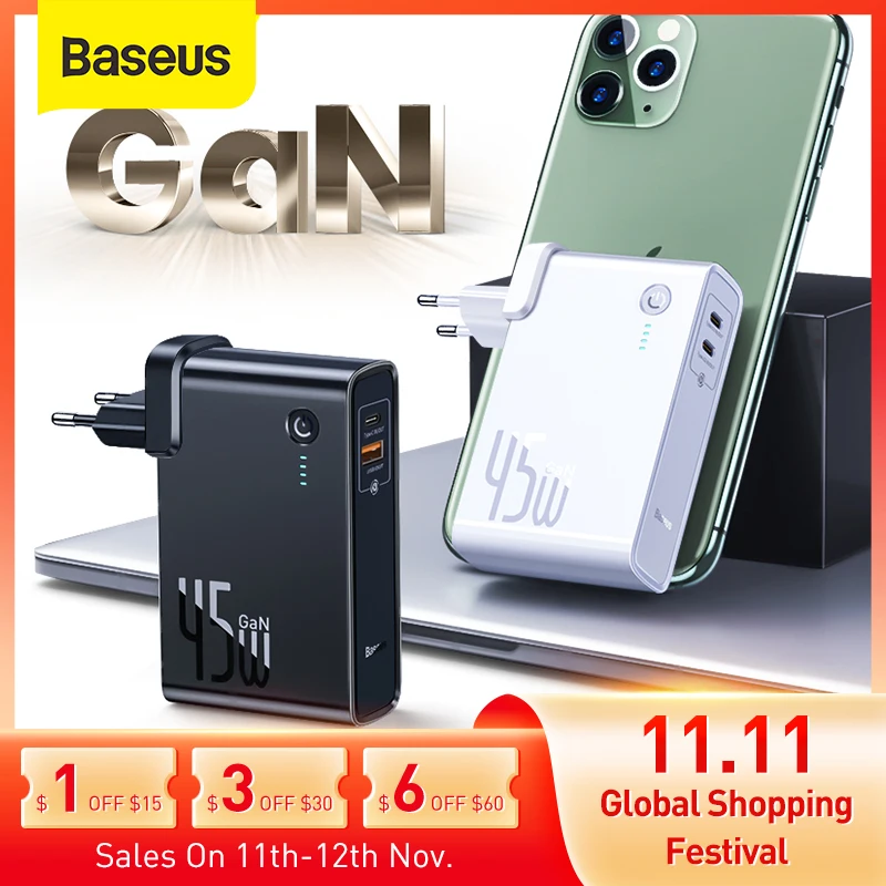 Портативное зарядное устройство Baseus GaN, 10000 мАч, USB Type C PD, 45 Вт, для iPhone 12, Xiaomi
Портативное зарядное устройство Baseus GaN, 10000 мАч, USB Type C PD, 45 Вт, для iPhone 12, Xiaomi