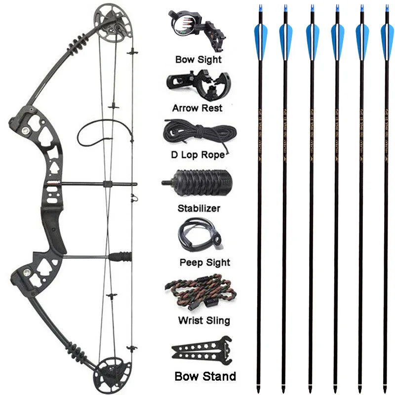

1 Set Archery 30-70 lbs Compound Bow IBO 320 fps Fishing Shooting Ourdoor Hunting Bow 16-31inch Draw Length Sports Bow And Arrow