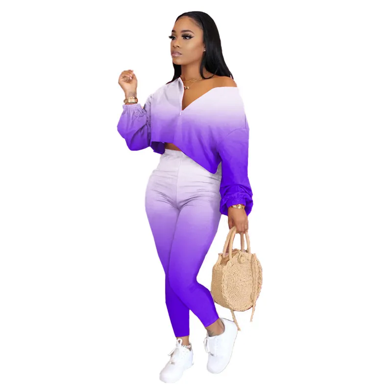 Fashion Hot Sexy Two Piece Set Crop Tops and Biker Pants Gradient Color Bodycon Matching Sets Fall Sportswear Clothes for Women
Fashion Hot Sexy Two Piece Set Crop Tops and Biker Pants Gradient Color Bodycon Matching Sets Fall Sportswear Clothes for Women