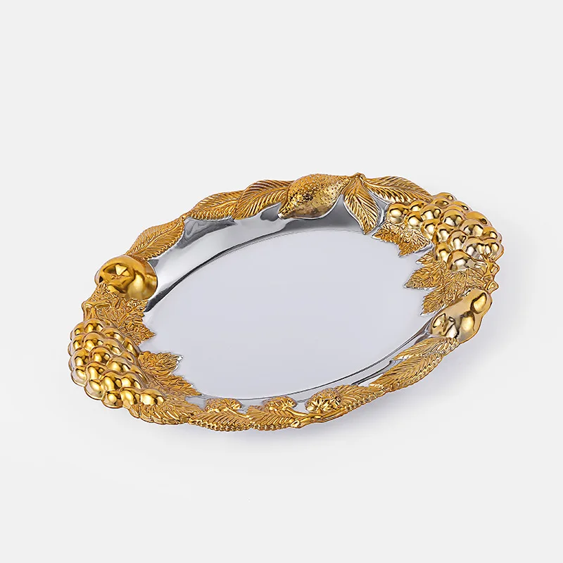 Stainless steel European and American hot fruit plate Western restaurant high-end plate ktv hotel circular pattern tray
Stainless steel European and American hot fruit plate Western restaurant high-end plate ktv hotel circular pattern tray