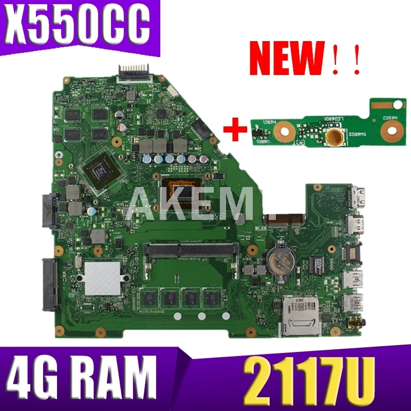 Akmey X550CC For ASUS X550CA R510C Y581C X550C X550CL laptop motherboard 4G RAM 2117U CPU tested 100% work original mainboard
Akmey X550CC For ASUS X550CA R510C Y581C X550C X550CL laptop motherboard 4G RAM 2117U CPU tested 100% work original mainboard