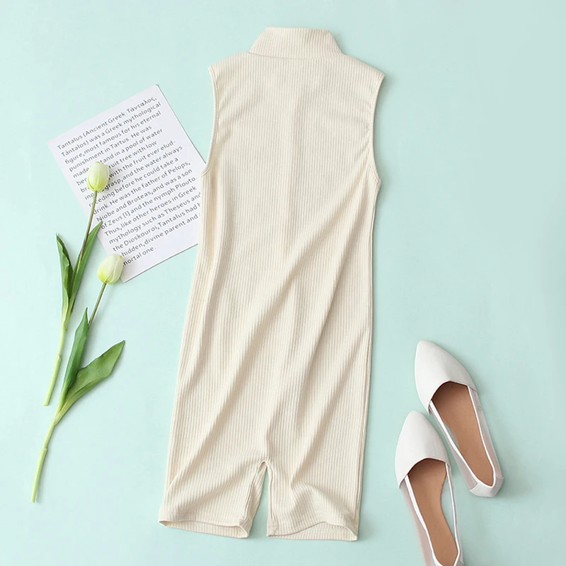 Spring and autumn women's casual solid color high collar sleeveless slim knit jumpsuits
Spring and autumn women's casual solid color high collar sleeveless slim knit jumpsuits