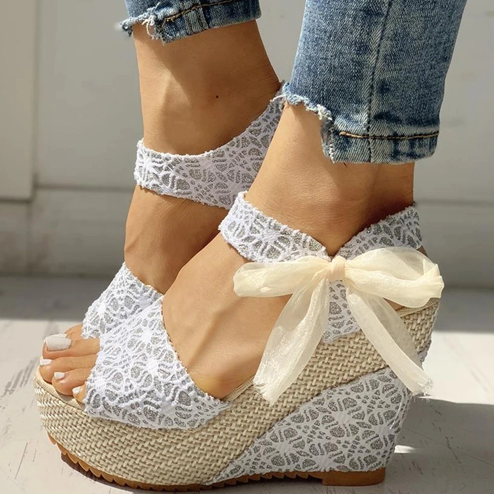 new women summer sandals wedges frosted peep toe women shoes lace up platform fashion casual beach ladies sandals plus size new