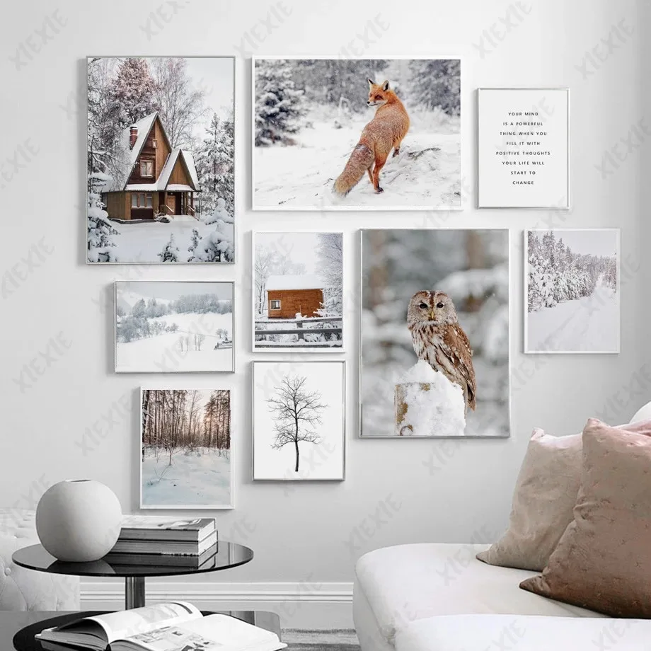 Natural Landscape Poster Snow Land House Forest Canvas Painting Fox Owl Art Wallpaper Craft for Home Decoration Print Picture
Natural Landscape Poster Snow Land House Forest Canvas Painting Fox Owl Art Wallpaper Craft for Home Decoration Print Picture