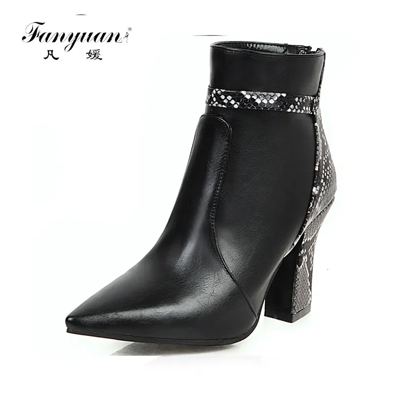 Fanyuan/Новая модная обувь с острым носком, большие размеры 32-43 женские вечерние ботильоны из органической кожи на высоком каблуке, Осень-зима
Fanyuan/Новая модная обувь с острым носком, большие размеры 32-43 женские вечерние ботильоны из органической кожи на высоком каблуке, Осень-зима