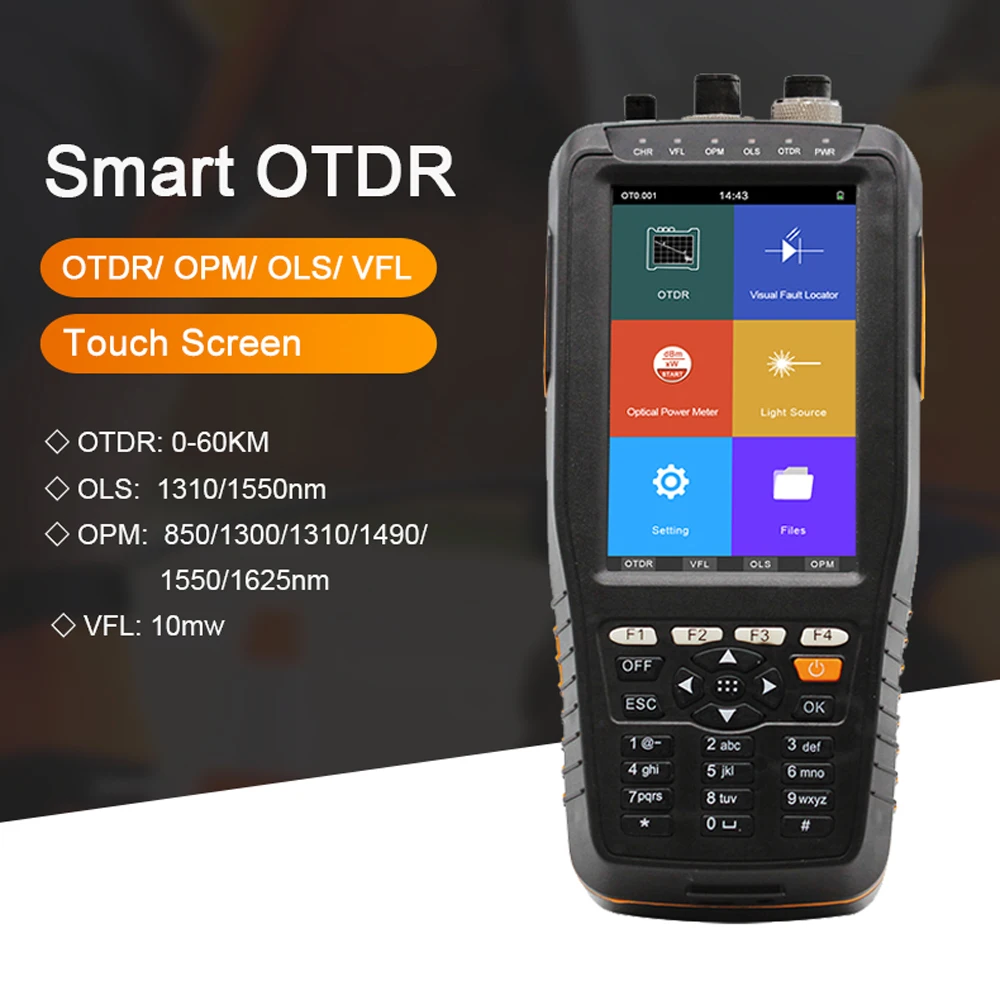 

TM290 Smart OTDR 1310 1550nm с VFL/OPM/OLS, тестер с сенсорным экраном, OTDR, оптический рефлектометр с временным доменом