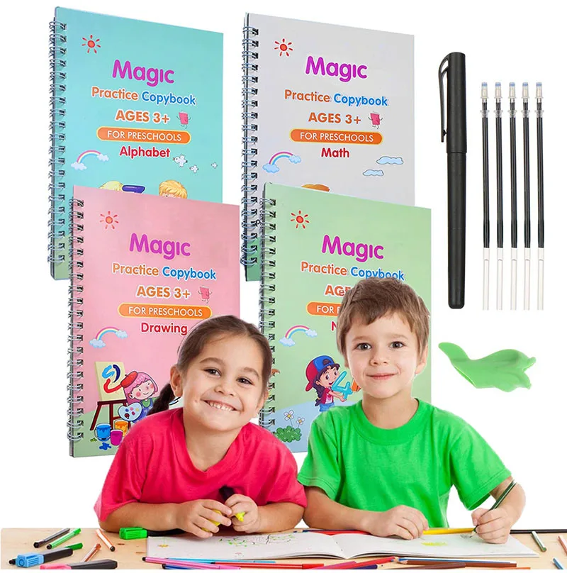 4 books Reusable Children 3D Copybook Calligraphy Numbers Handwriting Books Learning Math English Writing Practice Book For kids
4 books Reusable Children 3D Copybook Calligraphy Numbers Handwriting Books Learning Math English Writing Practice Book For kids