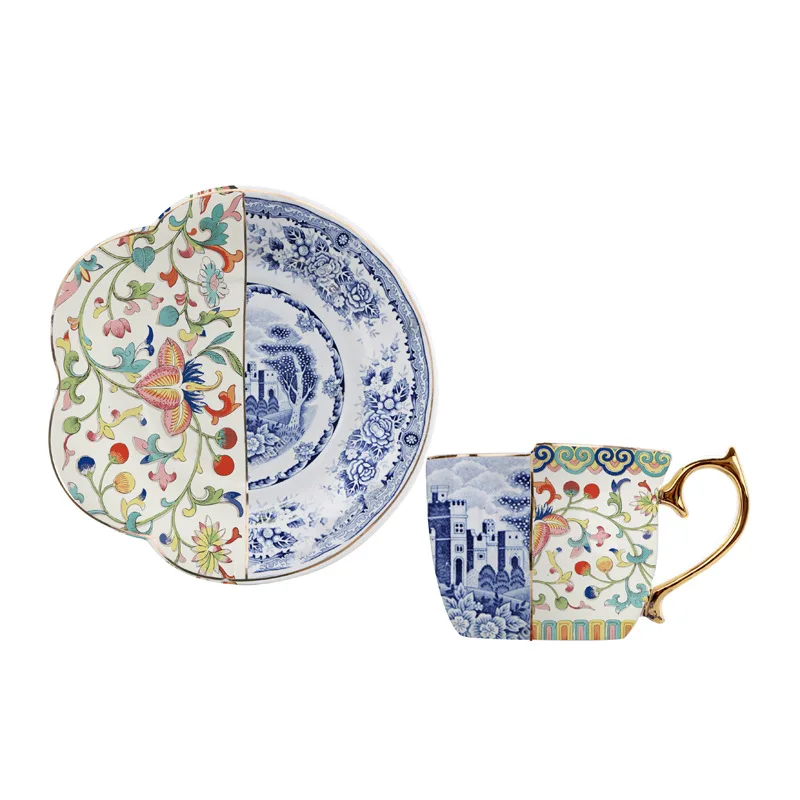 Exquisite retro light luxury gilded irregular coffee cup and saucer blue and white bucket color ceramic cup
Exquisite retro light luxury gilded irregular coffee cup and saucer blue and white bucket color ceramic cup