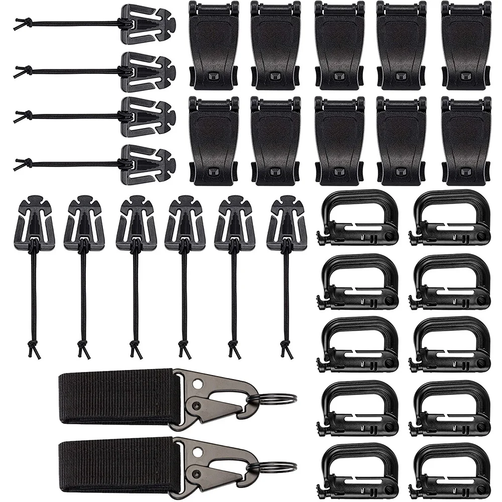 30 Kits Molle Attachments Accessory D-Ring Grimloc Lock Clip Web Strap Strings Belt Keychain For Bag Tactical Backpack Vest Belt
30 Kits Molle Attachments Accessory D-Ring Grimloc Lock Clip Web Strap Strings Belt Keychain For Bag Tactical Backpack Vest Belt