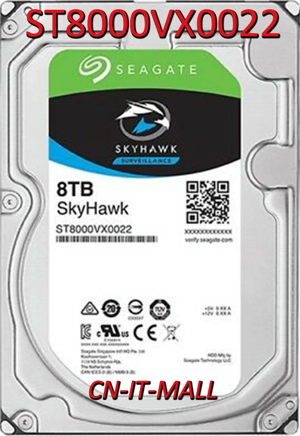 Seagate SkyHawk ST8000VX0022 ST8000VX004 8TB Surveillance 256MB Cache SATA 6.0Gb/s 3.5" Internal Hard Drive
Seagate SkyHawk ST8000VX0022 ST8000VX004 8TB Surveillance 256MB Cache SATA 6.0Gb/s 3.5" Internal Hard Drive