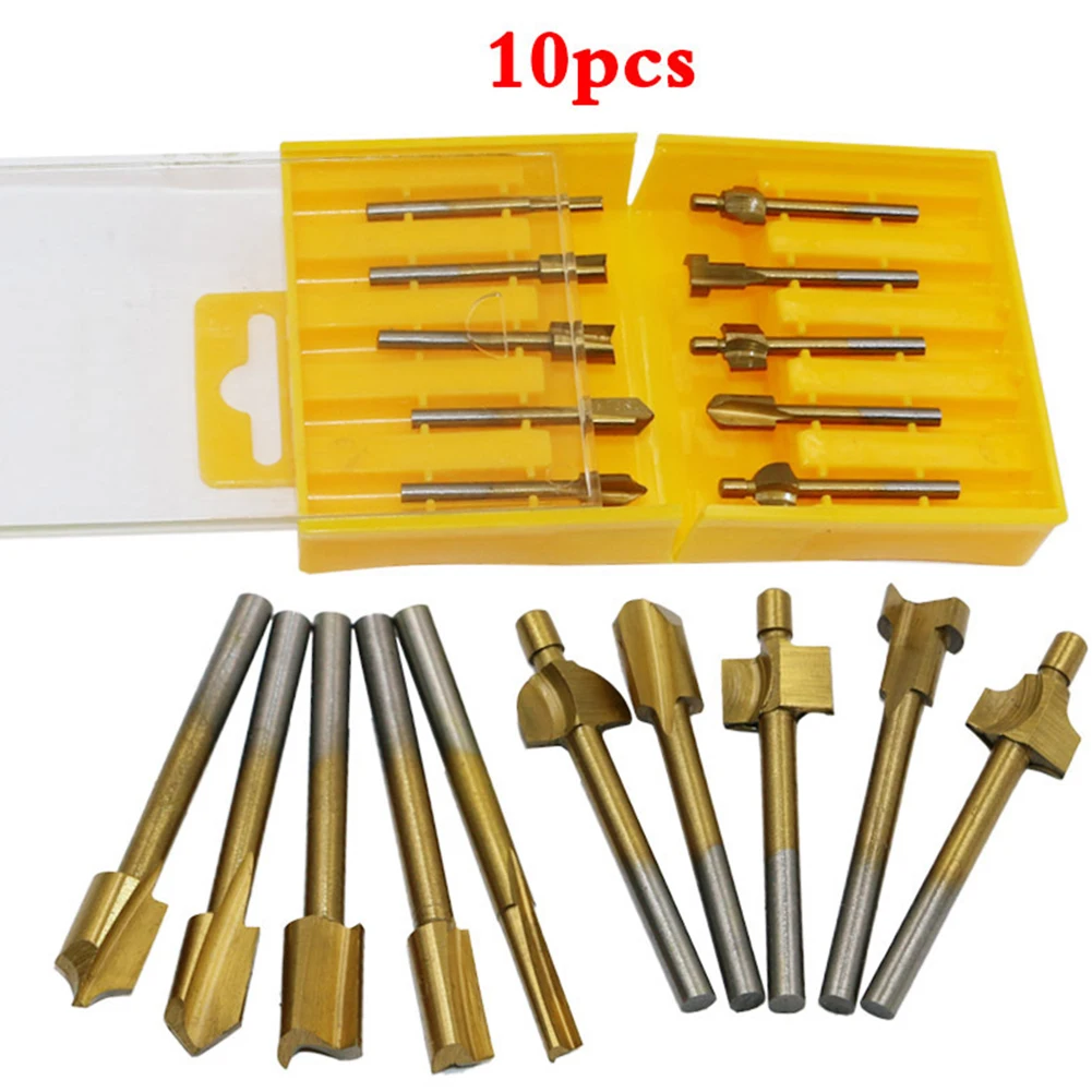 10pcs Rotary Set Cutter Milling Files Carpenter Tool Trimming Router Bits Woodworking Titanium Coated HSS Shank Used For Dremel
10pcs Rotary Set Cutter Milling Files Carpenter Tool Trimming Router Bits Woodworking Titanium Coated HSS Shank Used For Dremel