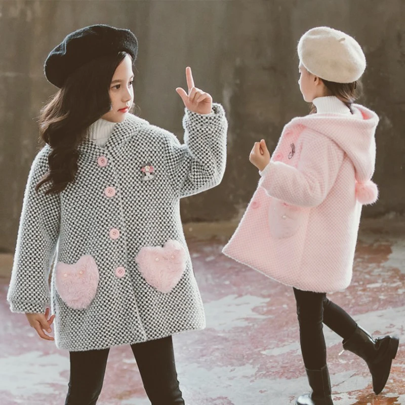 Outerwear Girls Fleece Jackets Winter Plaid Hooded Kids Thick Warm Woolen Jackets Outwear Girls Jacket Children Long Coats
Outerwear Girls Fleece Jackets Winter Plaid Hooded Kids Thick Warm Woolen Jackets Outwear Girls Jacket Children Long Coats