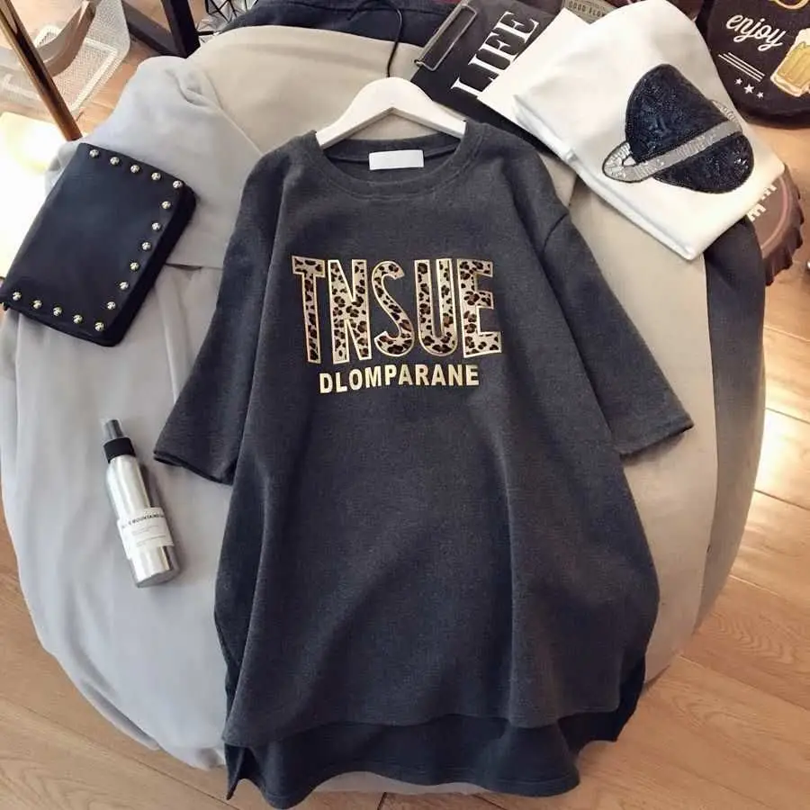 Summer Cotton Loose T-Shirt Women'S Short-Sleeved Rest All-Match Letter Mid-Length Blouse Women
Summer Cotton Loose T-Shirt Women'S Short-Sleeved Rest All-Match Letter Mid-Length Blouse Women