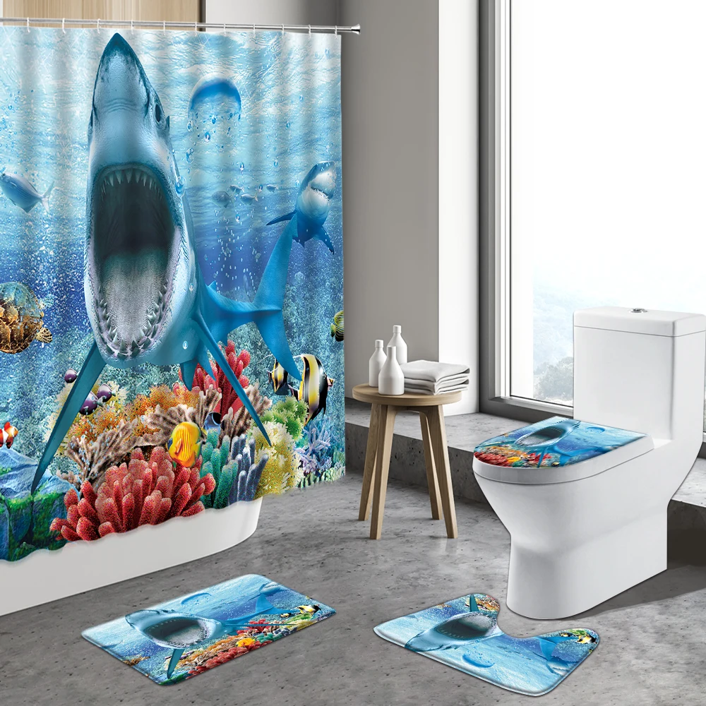 Summer Underwater World Shower Curtain Ocean Scenery Bathroom Decor Coral Fish Dolphin Curtains Non-slip Rug Toilet Bath Mat
Summer Underwater World Shower Curtain Ocean Scenery Bathroom Decor Coral Fish Dolphin Curtains Non-slip Rug Toilet Bath Mat