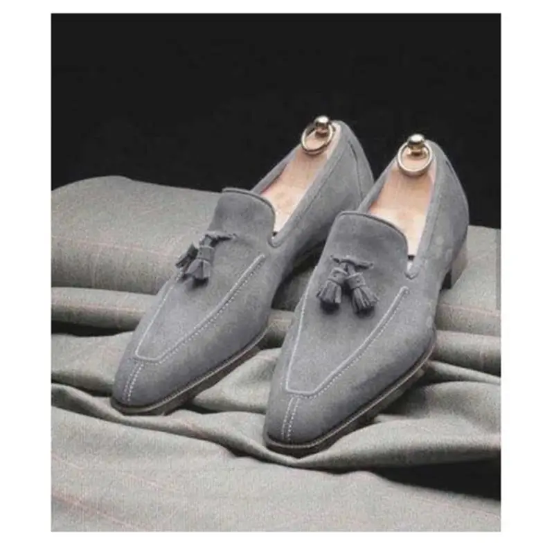 Men's Handmade Suede Classic Gray Retro Tassel Pointed Toe Low-heel Fashion Trend All-match Business Casual Loafers HL319
Men's Handmade Suede Classic Gray Retro Tassel Pointed Toe Low-heel Fashion Trend All-match Business Casual Loafers HL319