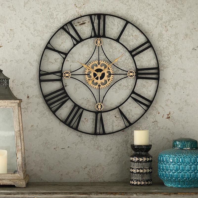 24" Nordic Metal Roman Numeral Wall Clocks Retro Iron Art Black Gold Large Hanging Ornament Home Decoration Wall Clock Garden
24" Nordic Metal Roman Numeral Wall Clocks Retro Iron Art Black Gold Large Hanging Ornament Home Decoration Wall Clock Garden