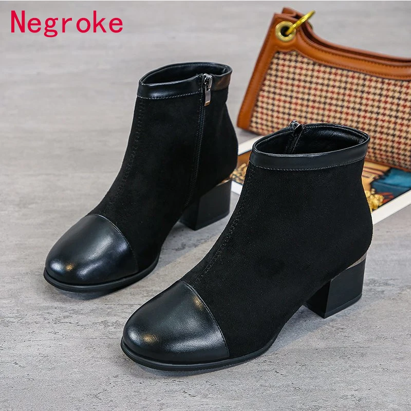 Autumn Winter Women Classics Ankle Boots Ladies Leather Suede Stitching Women Boots High Heels 4.5CM Zapatos Mujer 2020
Autumn Winter Women Classics Ankle Boots Ladies Leather Suede Stitching Women Boots High Heels 4.5CM Zapatos Mujer 2020