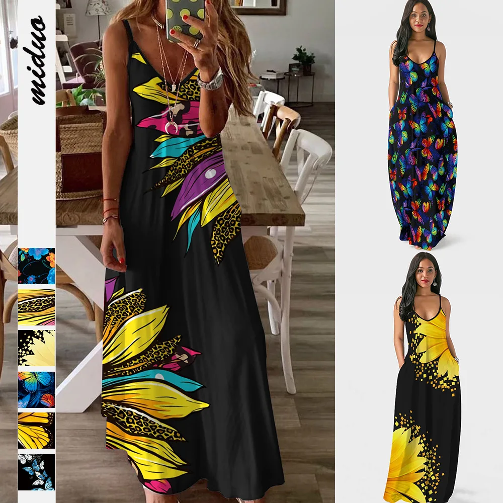 Fashion Sunflower Digital Print Women's Sling V-neck Sexy Dress Backless Skirt African Dress Women African Print
Fashion Sunflower Digital Print Women's Sling V-neck Sexy Dress Backless Skirt African Dress Women African Print