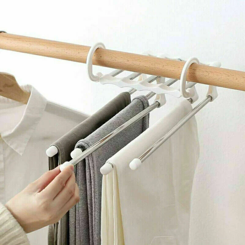 Multi-functional 5 In 1 Stainless Steel Pants Rack Retractable Hanger Scarf Shelf Drying Racks Laundry Storage & Organization
Multi-functional 5 In 1 Stainless Steel Pants Rack Retractable Hanger Scarf Shelf Drying Racks Laundry Storage & Organization