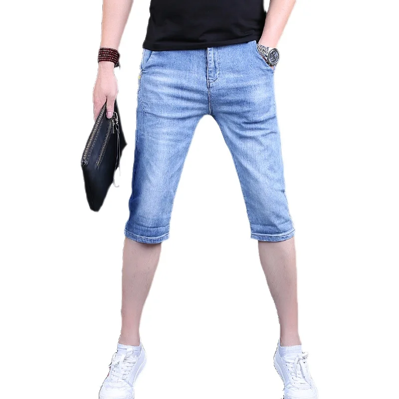 Calf-Length Pants Jeans Men Summer Fashion Blue Thin Straight Denim Short Pants
Calf-Length Pants Jeans Men Summer Fashion Blue Thin Straight Denim Short Pants