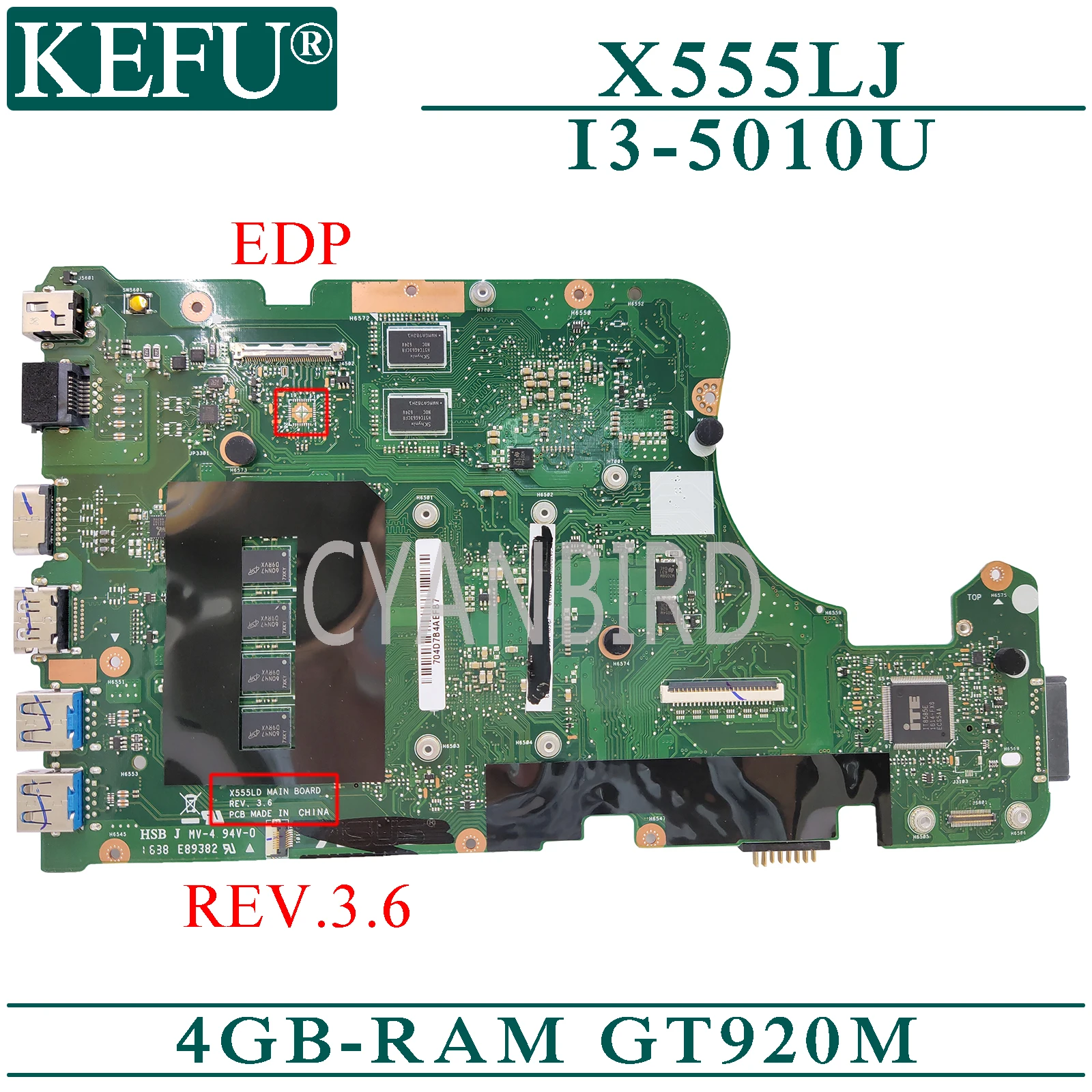 Оригинальная материнская плата KEFU X555LD для ноутбука X555LJ с 4 Гб-оперативной памяти
Оригинальная материнская плата KEFU X555LD для ноутбука X555LJ с 4 Гб-оперативной памяти