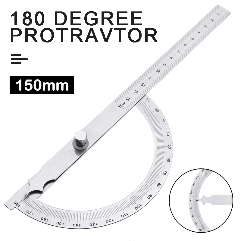 Stainless Steel Protractor Angle Finder 180 Degree Adjustable Woodworking Rotary Measuring Ruler Machinist Tool 150mm
Stainless Steel Protractor Angle Finder 180 Degree Adjustable Woodworking Rotary Measuring Ruler Machinist Tool 150mm