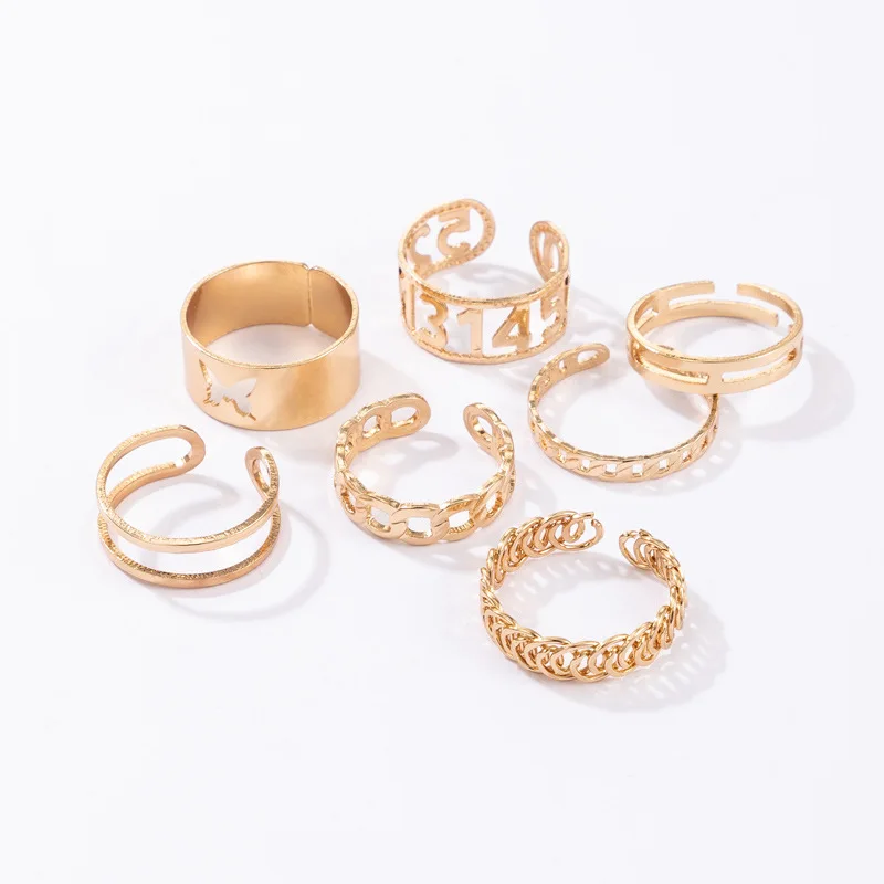 New Arrival Opening Hollow Out Rings 7 Pcs Creative Fashion Womens Number Figure 1314 Butterfly Rings Jewelry For Girls Party
New Arrival Opening Hollow Out Rings 7 Pcs Creative Fashion Womens Number Figure 1314 Butterfly Rings Jewelry For Girls Party