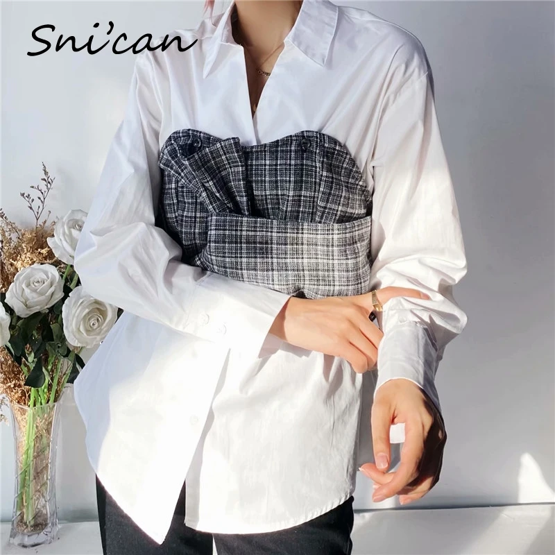 Snican Black Plaid Bust Wrap Patchwork Shirts Za 2021 Women Vintage White Boyfriend Blouse Spring Summer Casual Blusas Oversized
Snican Black Plaid Bust Wrap Patchwork Shirts Za 2021 Women Vintage White Boyfriend Blouse Spring Summer Casual Blusas Oversized