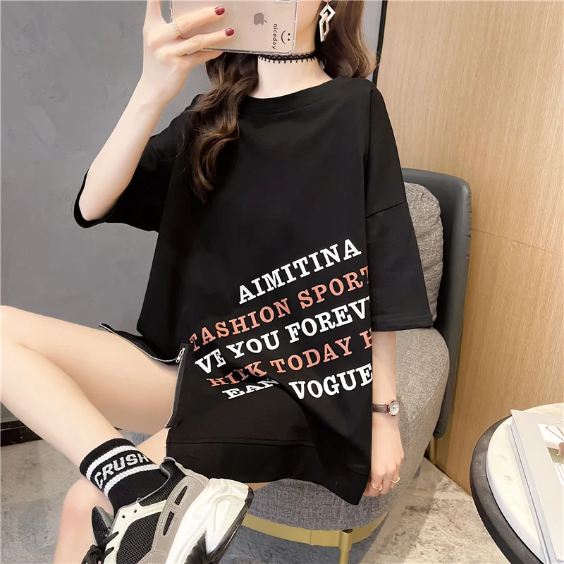 JOJJJOJ Women Cloth Ins Tshirt Letter Print Zipper Design Fashion Tops For Women's Summer Shirts Loose Tee BD28762
JOJJJOJ Women Cloth Ins Tshirt Letter Print Zipper Design Fashion Tops For Women's Summer Shirts Loose Tee BD28762