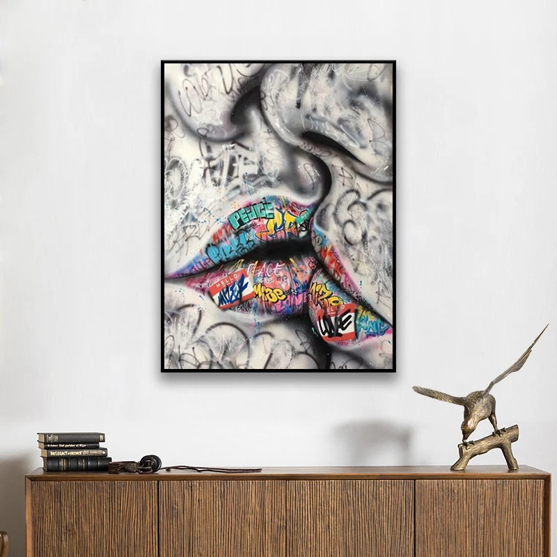 Lover Kissing Street Graffiti Art Painting on Canvas Posters and Prints Abstract Wall Art Picture for Living Room Home Decor
Lover Kissing Street Graffiti Art Painting on Canvas Posters and Prints Abstract Wall Art Picture for Living Room Home Decor