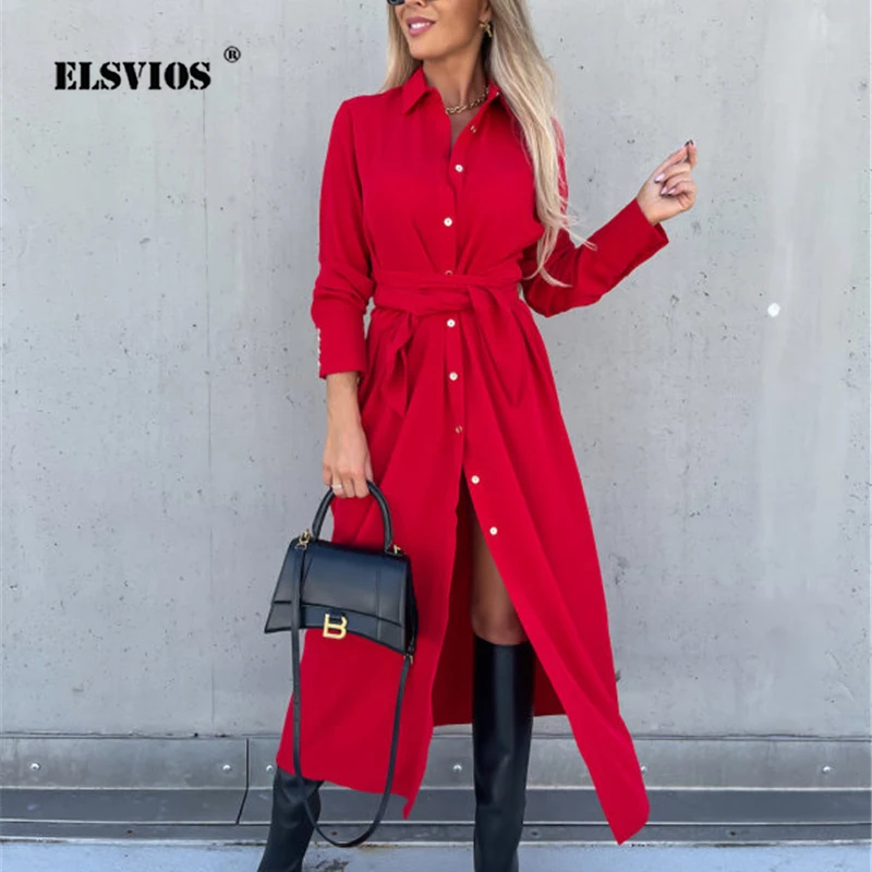 Casual Solid Color Women Commute New Dress Fashion Autumn Winter Button Lace-up Maxi Cardigan Elegant Slim Lapel Office Dresses
Casual Solid Color Women Commute New Dress Fashion Autumn Winter Button Lace-up Maxi Cardigan Elegant Slim Lapel Office Dresses