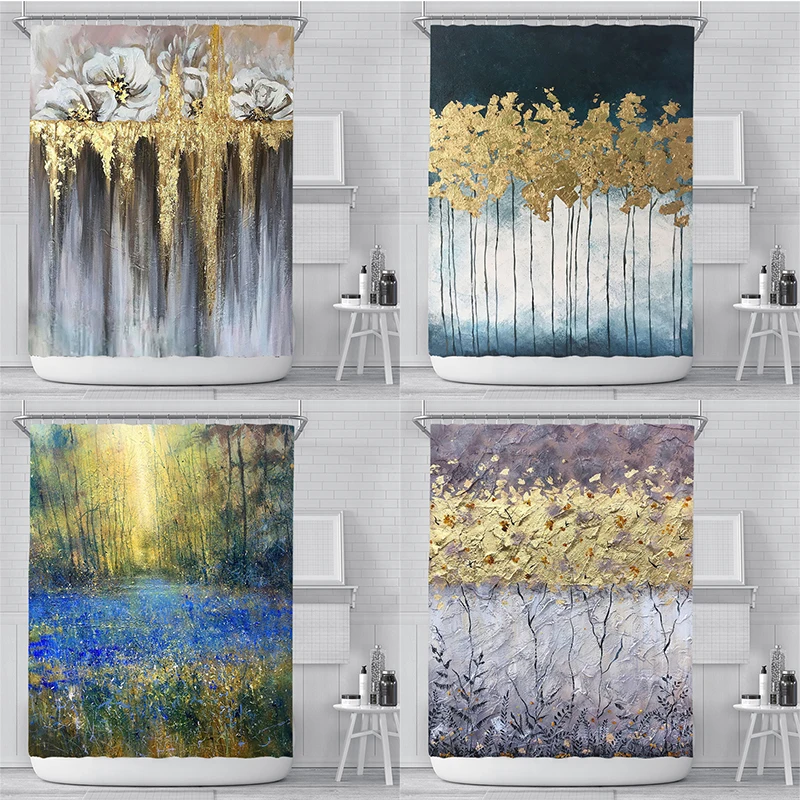 Gold Leaf Diamond Flower Shower Curtain Bathroom Curtain Waterproof Polyester Fabric Bathroom Curtain with Hook Waterproof
Gold Leaf Diamond Flower Shower Curtain Bathroom Curtain Waterproof Polyester Fabric Bathroom Curtain with Hook Waterproof