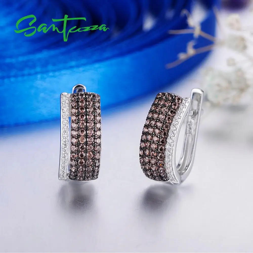 SANTUZZA 925 Sterling Silver Stud Earrings Jewelry Earrings For Women Round Chocolate Round White Cubic Zircon 925 Sterling Part
SANTUZZA 925 Sterling Silver Stud Earrings Jewelry Earrings For Women Round Chocolate Round White Cubic Zircon 925 Sterling Part