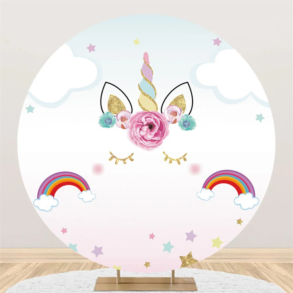 Cloud Rainbow Colored Star Unicorn Round Backdrop Children Birthday Party Cack Photozone Circle Elastic Background Studio Poster
Cloud Rainbow Colored Star Unicorn Round Backdrop Children Birthday Party Cack Photozone Circle Elastic Background Studio Poster