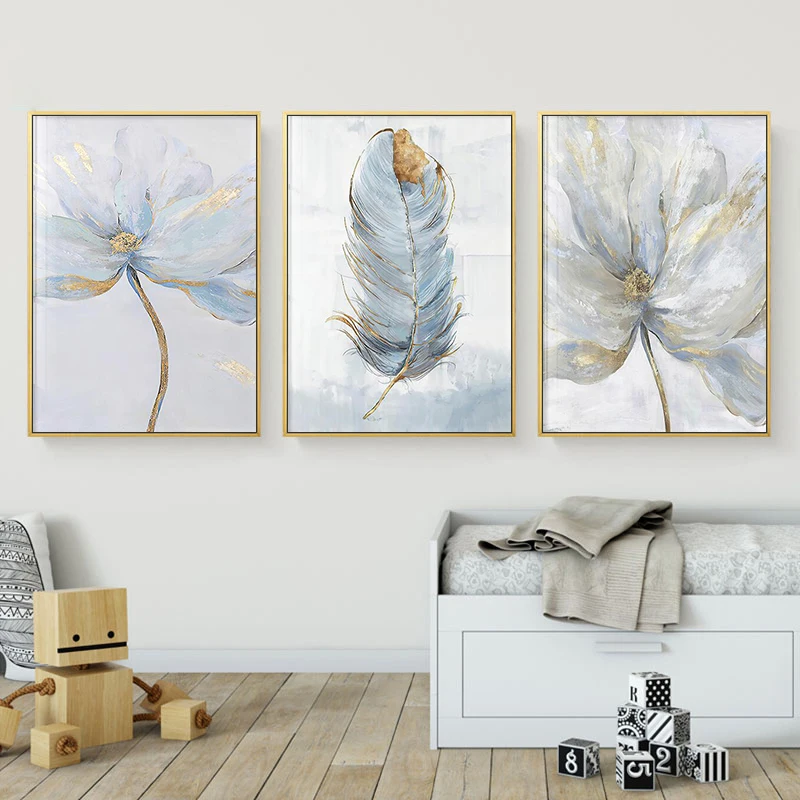 Canvas Painting Wall Art Print Golden Blue Flower Feather Picture Poster and Nordic Style Home Living Room Bedroom Decoration
Canvas Painting Wall Art Print Golden Blue Flower Feather Picture Poster and Nordic Style Home Living Room Bedroom Decoration