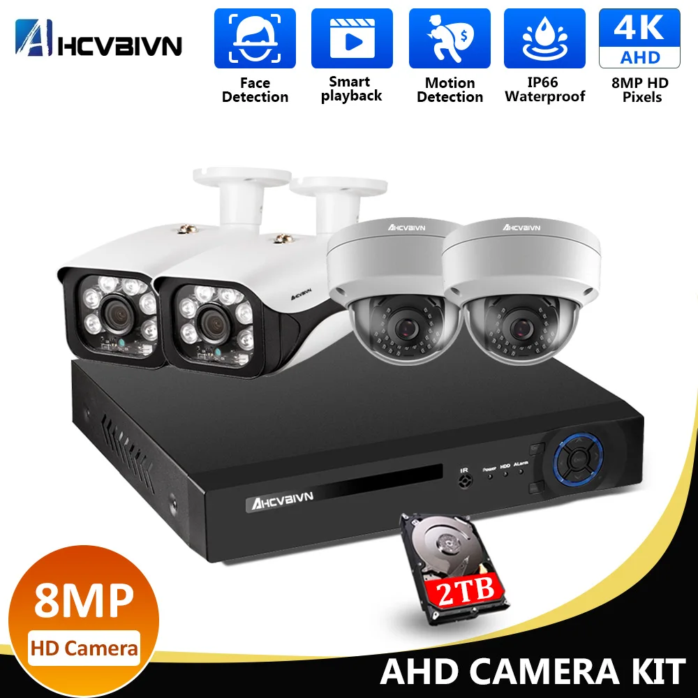 AHCVBIVN 4CH 4K Video Surveillance System 6 IN1 H.265+ DVR+ 4pcs 8MP Motion Detection Dome Waterproof Security Cameras CCTV Kit
AHCVBIVN 4CH 4K Video Surveillance System 6 IN1 H.265+ DVR+ 4pcs 8MP Motion Detection Dome Waterproof Security Cameras CCTV Kit