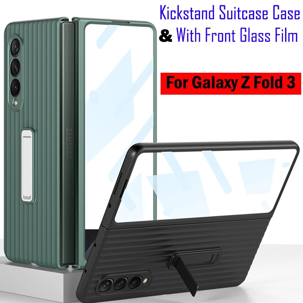 Bracket Kickstand Suitcase Case for Samsung Galaxy Z Fold 3 Case with Front Tempered Glass Screen Film Full Protective Case
Bracket Kickstand Suitcase Case for Samsung Galaxy Z Fold 3 Case with Front Tempered Glass Screen Film Full Protective Case