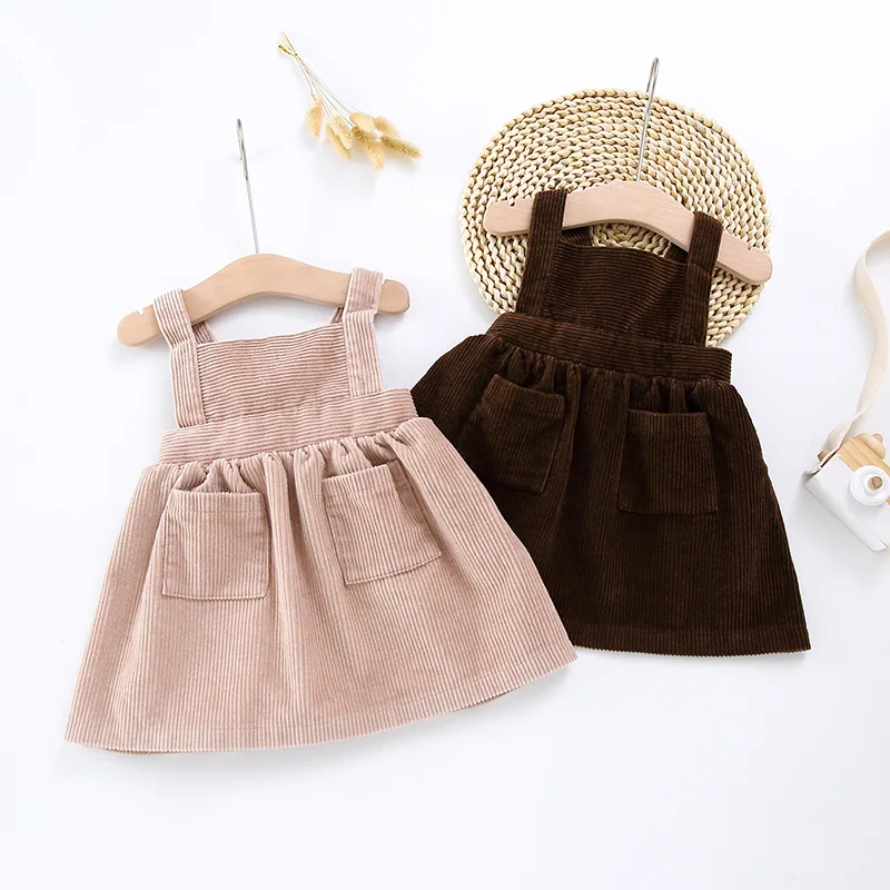 Spring Fashion Lovely Baby Girl Dress Solid Corduroy Suspenders Baby Clothes Infant Clothing With Pocket Toddler Dresses
Spring Fashion Lovely Baby Girl Dress Solid Corduroy Suspenders Baby Clothes Infant Clothing With Pocket Toddler Dresses