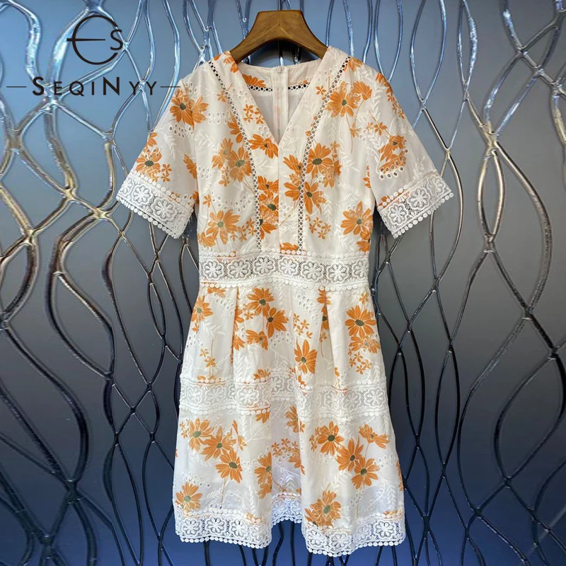 SEQINYY White Mini Dress Summer Spring New Fashion Design Women Runway Lace Spliced Orange Flower Print Slim Elegant High Street
SEQINYY White Mini Dress Summer Spring New Fashion Design Women Runway Lace Spliced Orange Flower Print Slim Elegant High Street