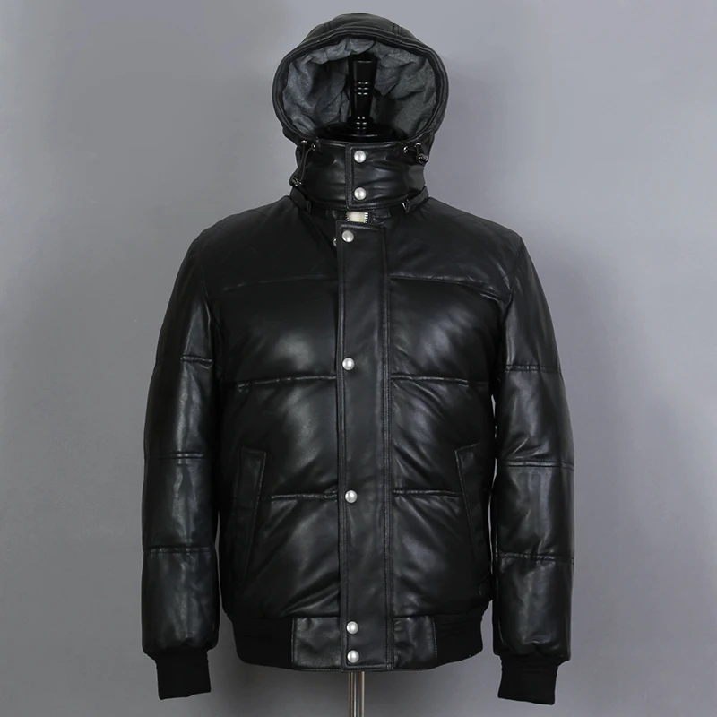 Genuine Leather Men's Down Jacket Sheepskin Thick Short Hooded Winter Coat Casual Real Leather Down Coat men
Genuine Leather Men's Down Jacket Sheepskin Thick Short Hooded Winter Coat Casual Real Leather Down Coat men