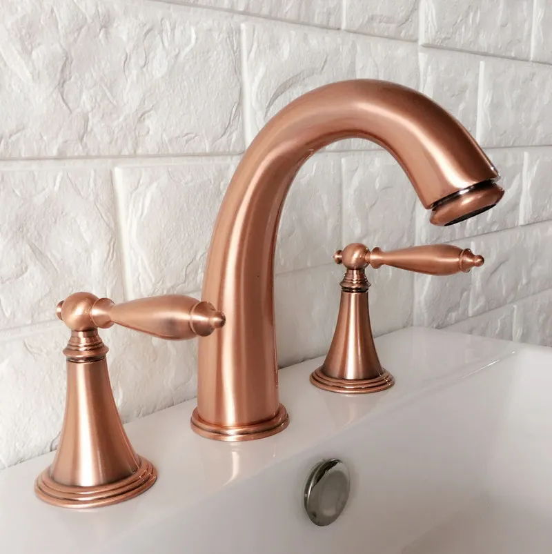 Antique Red Copper Widespread Dual Handle Bathroom Washing Basin Mixer Taps Deck Mounted 3 Holes Sink Faucet Lrg036
Antique Red Copper Widespread Dual Handle Bathroom Washing Basin Mixer Taps Deck Mounted 3 Holes Sink Faucet Lrg036