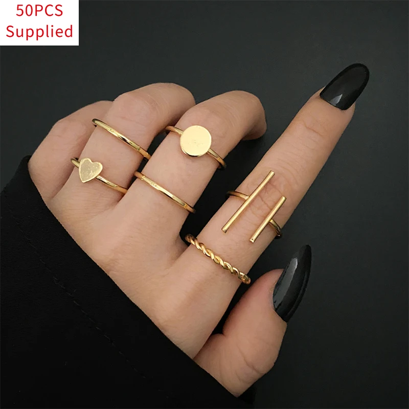 50pcs Vintage Plated Rings Set For Women Girl Knuckles Jewelry Punk Heart Hollow Open Adjustable Accessories 2021 Trend Rings
50pcs Vintage Plated Rings Set For Women Girl Knuckles Jewelry Punk Heart Hollow Open Adjustable Accessories 2021 Trend Rings
