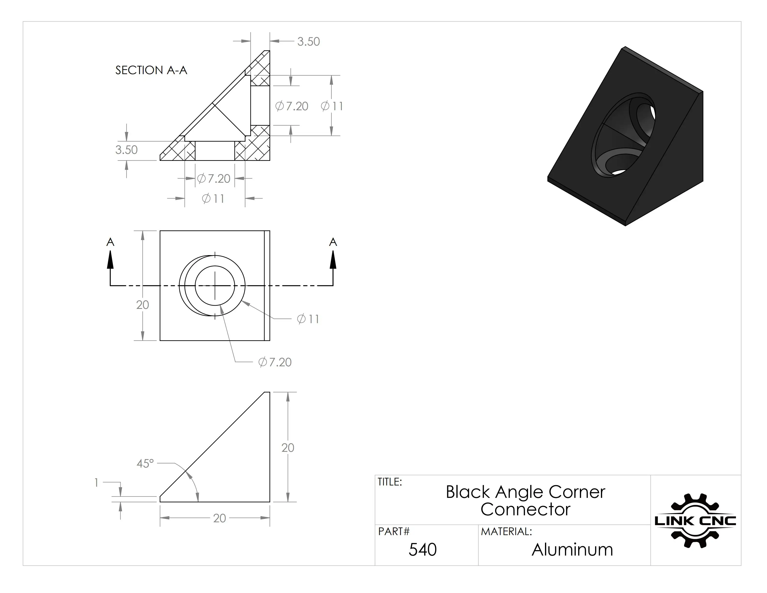 Детали для 3D-принтера фитинги Openbuilds черный Угловой соединитель треугольная